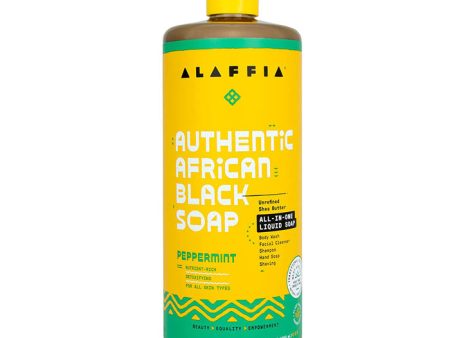 Alaffia - Authentic African Black Soap All-In-One Peppermint, 32 fl oz Online now