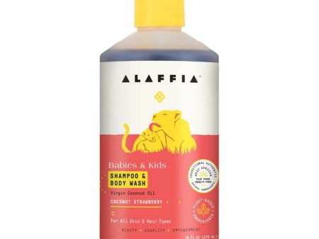 Alaffia - Kids Coconut Shampoo & Body Wash Strawberry, 16 fl oz Supply