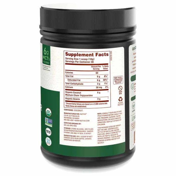 Nutiva - Organic MCT Powder with Prebiotic Acacia - Unflavored, 10.6oz For Cheap