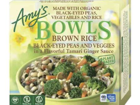 Amys - Bowl Brown Rice and Black-Eyed Peas, 9oz | Pack of 12 on Sale