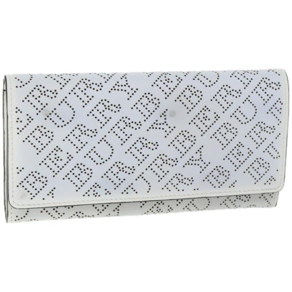 BURBERRY Long Wallet Leather White Auth bs12001 on Sale