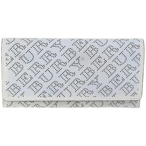 BURBERRY Long Wallet Leather White Auth bs12001 on Sale