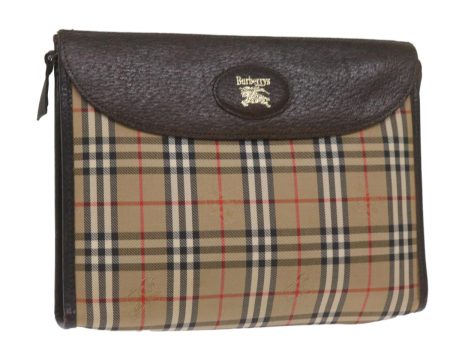 BURBERRYSs Nova Check Clutch Bag Canvas Black Beige Auth yk11236 Online Sale