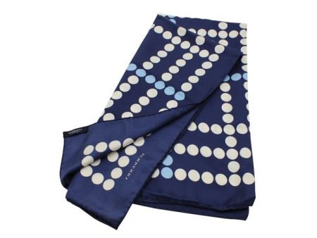 Burberry LONDON London Navy Blue Silk Scarf - Blue And White Polka Dot Print on Sale