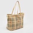 BURBERRY Light Yellow Beige Haymarket PVC and Patent Leather Open Tote Cheap