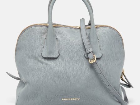 BURBERRY Light Blue Leather Greenwood Satchel Fashion