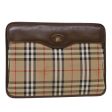 BURBERRYSs Nova Check Clutch Bag Canvas Beige Brown Red Auth ac2005 For Cheap