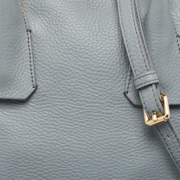 BURBERRY Light Blue Leather Greenwood Satchel Fashion