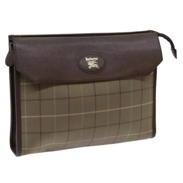 BURBERRYSs Nova Check Clutch Bag Canvas Beige Brown Auth bs13777 Online Sale