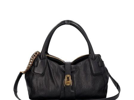 BURBERRY Leather Turn Lock East West Tote Black Online now