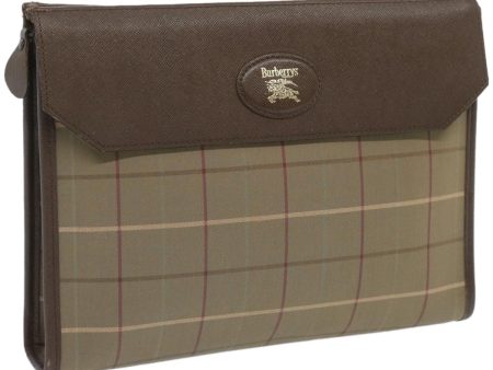 BURBERRYSs Nova Check Clutch Bag Canvas Beige Brown Auth bs12002 For Discount