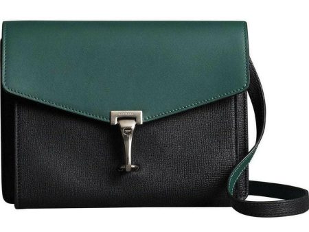 Burberry Macken Two Tone Leather Crossbody Bag Clutch Black Sea Green Fashion