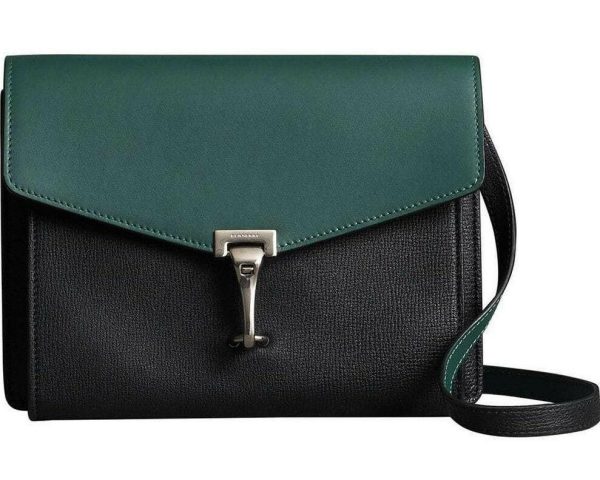 Burberry Macken Two Tone Leather Crossbody Bag Clutch Black Sea Green Fashion