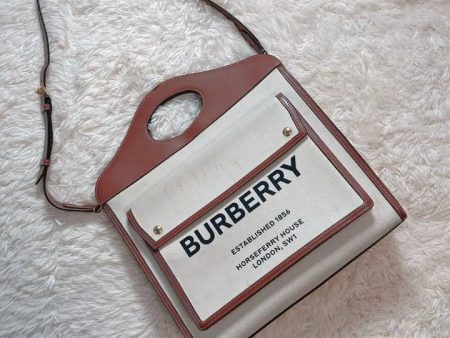 Burberry Logo Pocket Tote Canvas with Leather Medium Fashion