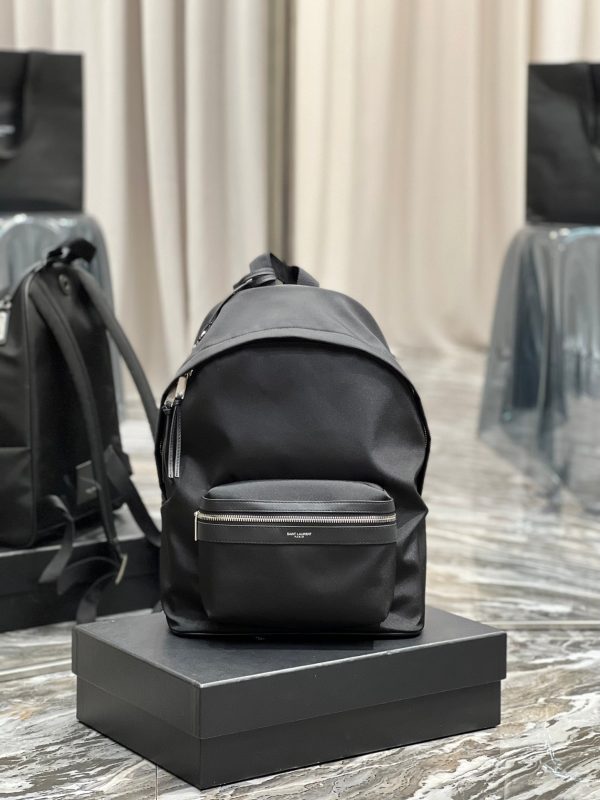 Yves Saint Laurent City Backpack In Canvas Unisex  13.8in 35cm Black Supply