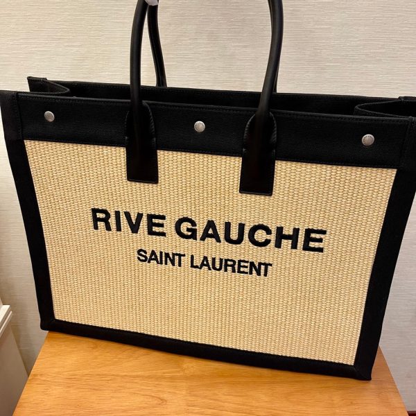 Yves Saint Laurent Rive Gauche Tote Bag In Raffia For Discount