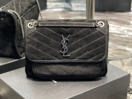 Yves Saint Laurent Niki Medium Chain Bag Black In Crinkled With Metal Hardware Discount