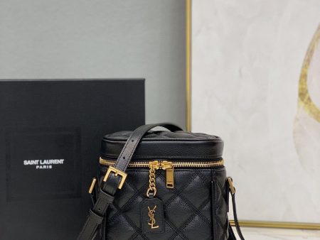 Yves Saint Laurent Vanity Bag In Carr Quilted Grain De Poudre Black Online Sale