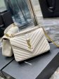 Yves Saint Laurent College Medium Chain Bag White Gold Toned Hardware Online