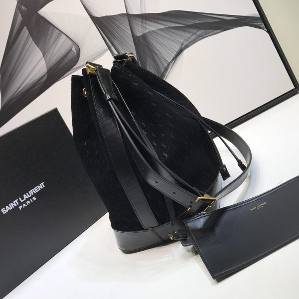 Yves Saint Laurent All-Over Monogram Bucket Bag Black Online