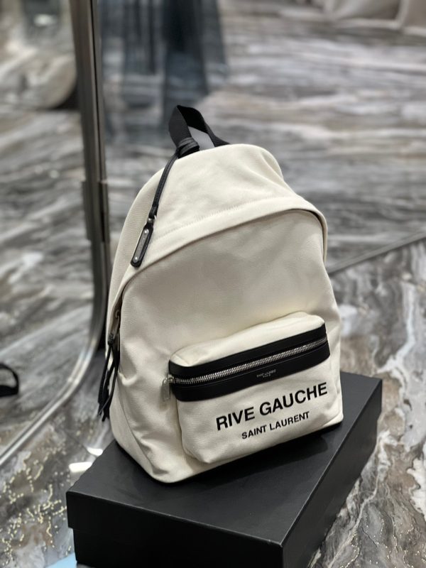 Yves Saint Laurent City Backpack In Canvas Unisex  13.8in 35cm White Fashion