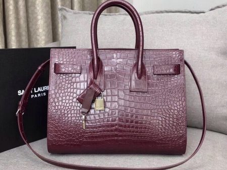 Yves Saint Laurent Sac De Jour Small In Embossed Crocodile Burgundy Online Hot Sale