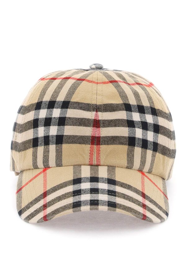 Burberry Check Cotton Baseball Cap Women Fashion