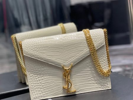 Yves Saint Laurent Cassandra Medium Chain Bag White In Grain De Poudre Embossed  8.6in 22cm Supply