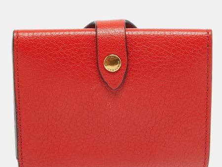 BURBERRY Red Leather Harlow Compact Wallet For Discount