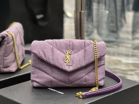 Yves Saint Laurent Puffer Toy Bag Blesched Lilac In Denim Online now