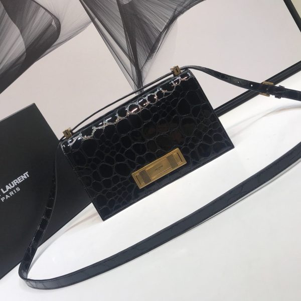 Yves Saint Laurent Cassandra Small Crossbody Bag With Stone Print Black Discount