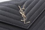 Yves Saint Laurent Cassandre Matelassé Chain Wallet In Grain De Poudre Embossed Black Online now