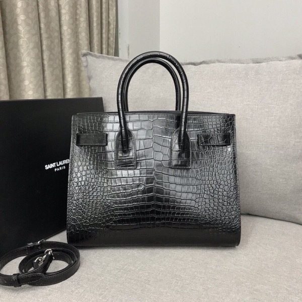 Yves Saint Laurent Sac De Jour Small In Embossed Crocodile Black Fashion