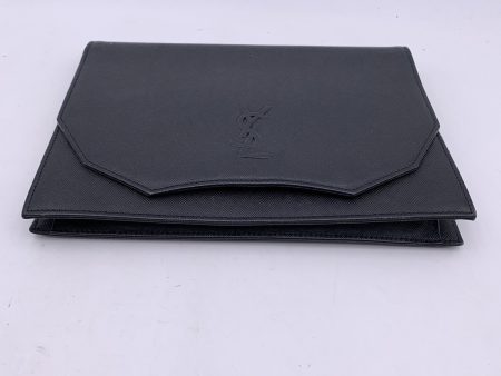 Yves Saint Laurent Vintage Black Leather YSL Logo Clutch Bag Online Hot Sale