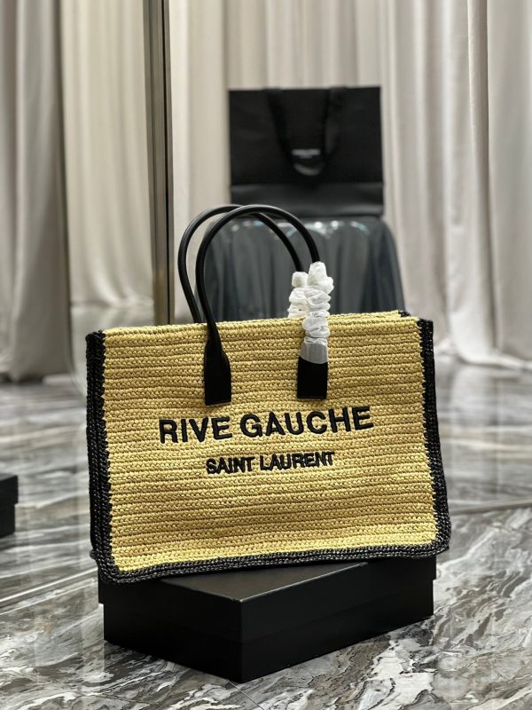 Yves Saint Laurent Rive Gauche Tote Bag In Raffia For Cheap