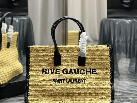 Yves Saint Laurent Rive Gauche Tote Bag In Raffia For Cheap