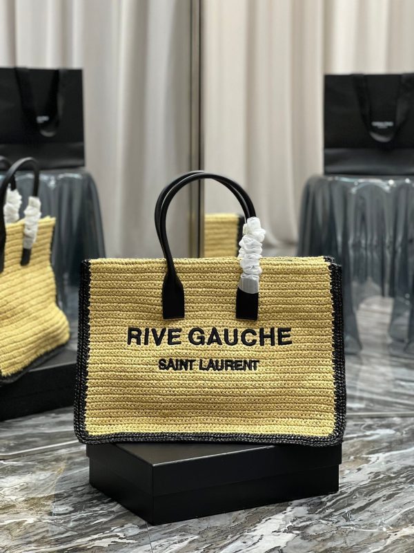 Yves Saint Laurent Rive Gauche Tote Bag In Raffia For Cheap