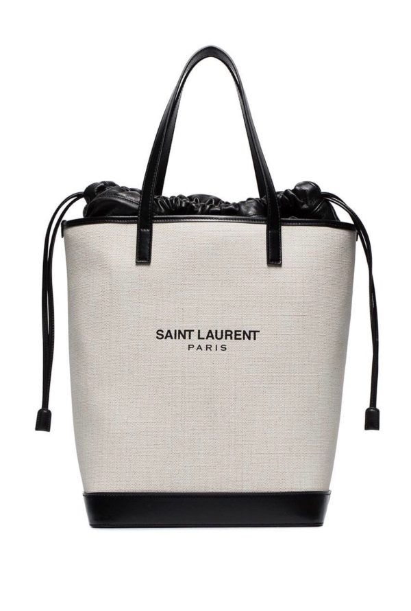 Yves Saint Laurent Teddy Medium Canvas Handle Bucket Tote Bag Online Sale