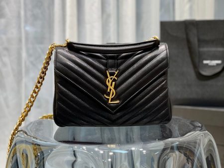 Yves Saint Laurent College Medium Chain Bag Black Gold Toned Hardware  9.4in 24cm Discount