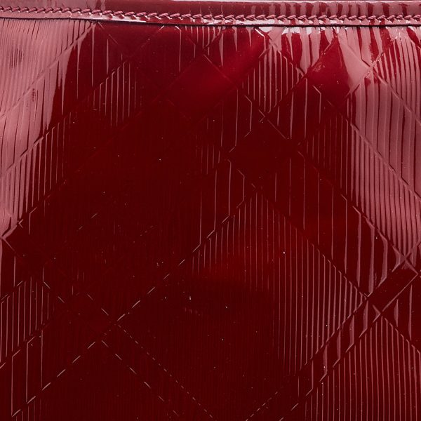 Burberry Red Check Embossed Patent Leather Bilmore Tote For Discount