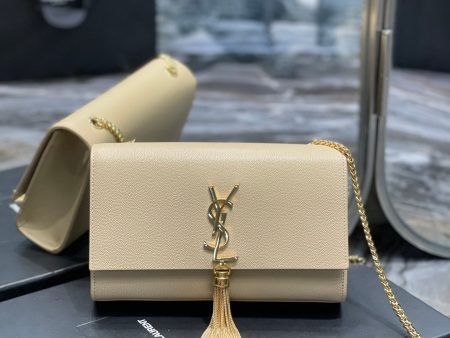 Yves Saint Laurent Kata Medium Chain Bag Beige With Tassel  9.4in 24cm For Discount