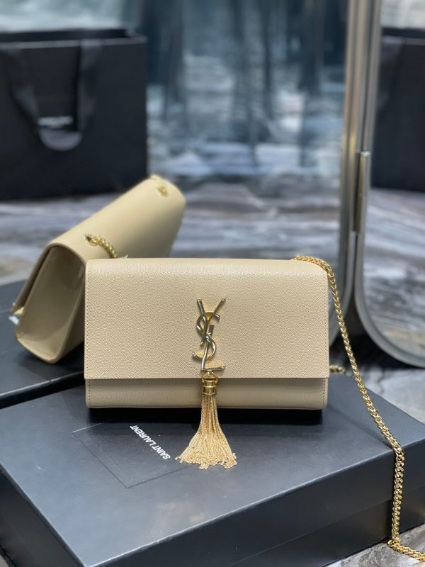 Yves Saint Laurent Kata Medium Chain Bag Beige With Tassel  9.4in 24cm For Discount