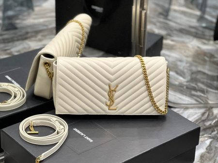 Yves Saint Laurent Kata 99 Chain Bag White With Gold Hardware  10.2in 26cm For Sale