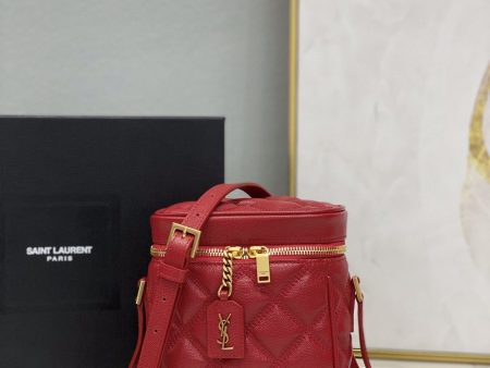 Yves Saint Laurent Vanity Bag In Carr Quilted Grain De Poudre Red  6.4in 16.5cm  649779DME276805 Online