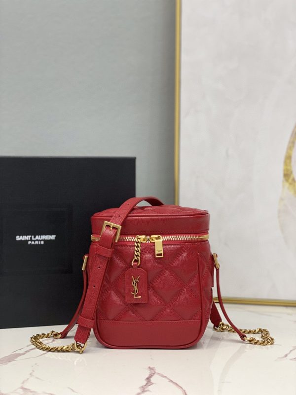 Yves Saint Laurent Vanity Bag In Carr Quilted Grain De Poudre Red  6.4in 16.5cm  649779DME276805 Online