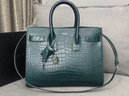 Yves Saint Laurent Sac De Jour Small In Embossed Crocodile Green For Cheap