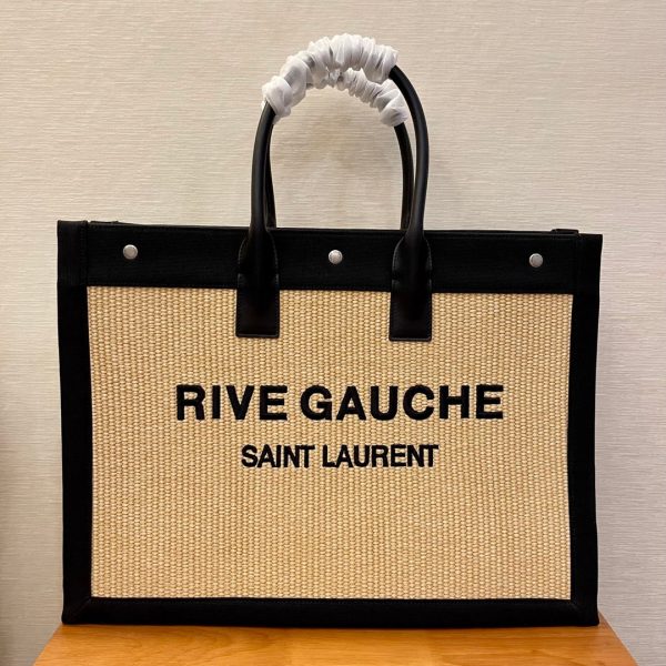 Yves Saint Laurent Rive Gauche Tote Bag In Raffia For Discount