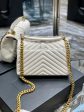 Yves Saint Laurent College Medium Chain Bag White Gold Toned Hardware Online