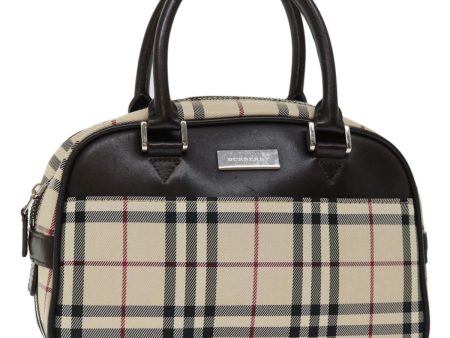 BURBERRY Nova Check Hand Bag Nylon Beige Auth ki4265 on Sale