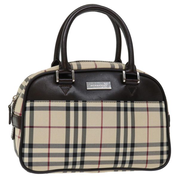 BURBERRY Nova Check Hand Bag Nylon Beige Auth ki4265 on Sale